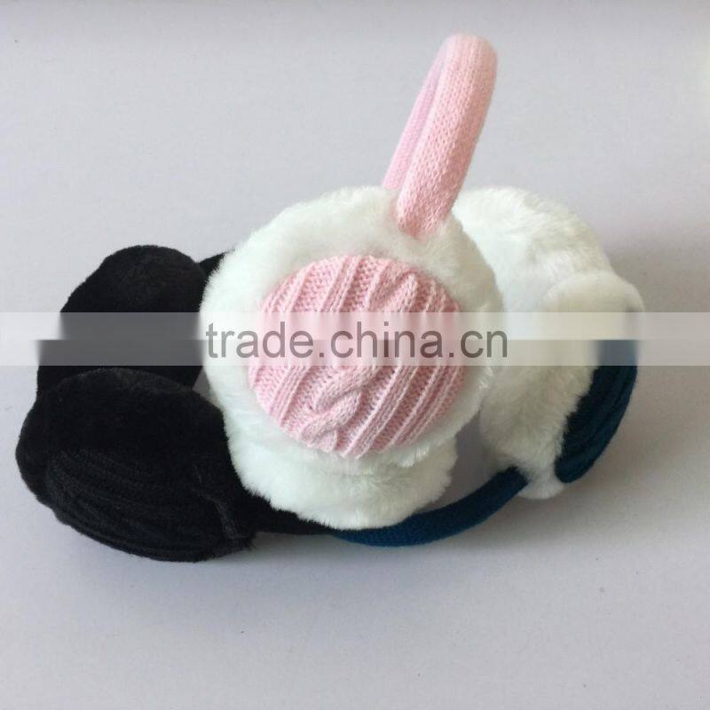 New Arrival unisex geometric pattern earmuffs for Autumn Winter Adjustable knitting Earmuffs