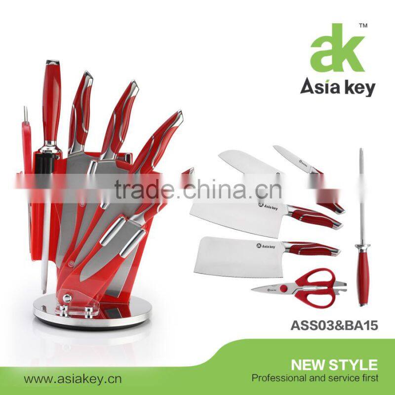 Top standard 7 pcs stainless steel black ss knife set with scissor