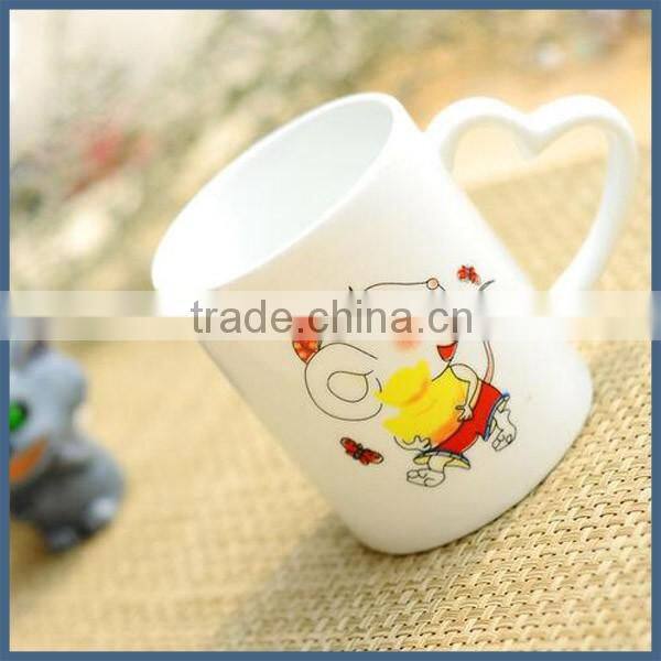 Popular heart shape handle 11oz white ceramic mug