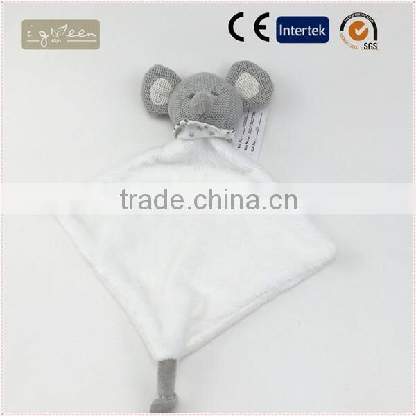 I-Green Toy Series-Fashional Style Promotional Knit Stuffed Cotton mouse baby towel Knitted mouse Napkin