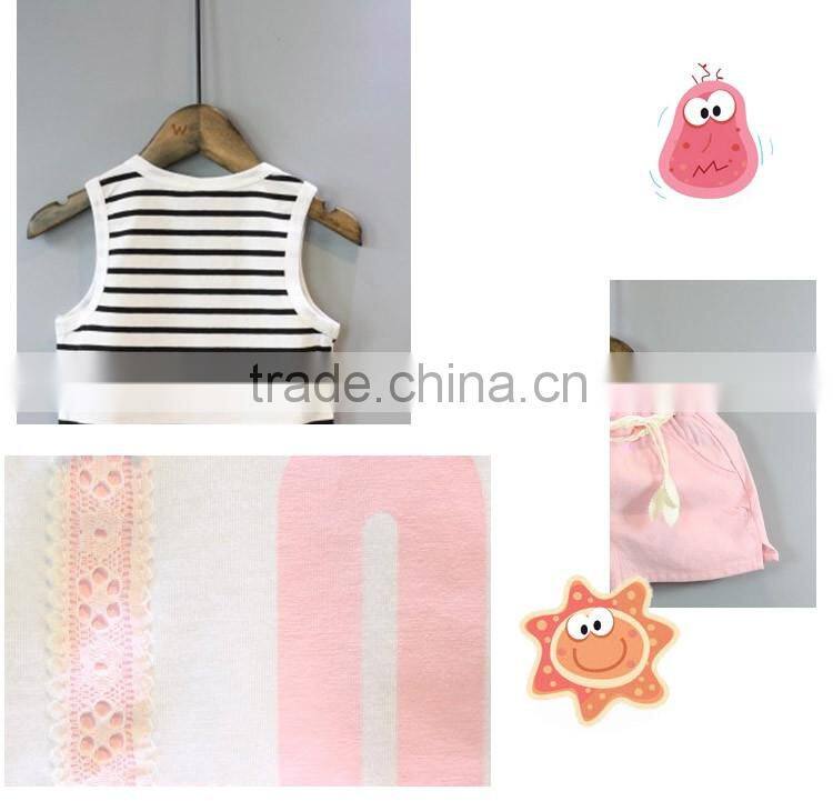 Hot Selling Lovely Printing Letters Comfort Kids Ruffle Clothing Set for Girls