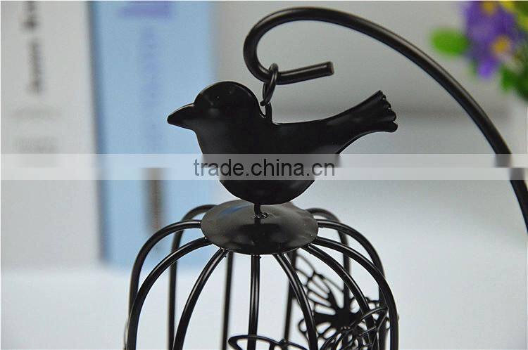 2015 new design retro European-style bird cage metal decorative candle holder with butterfly