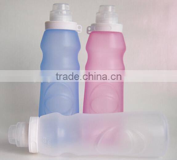 BPA free heat resistant collapsible silicone bottle food grade reusable fodable bottle