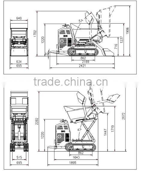 500kg loading capacity mini crawler