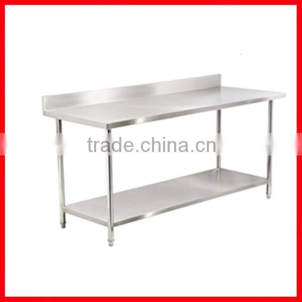 Easy operate stainless steel 2-tier worktable with backsplash (WTC-222B)