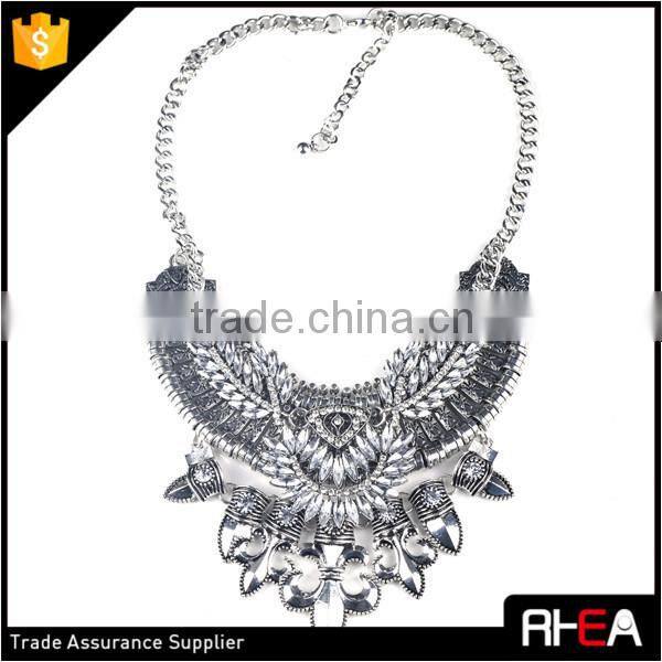 Boho Style Tibet Silver Feather Shape Alloy Necklace,Turkish Indian Alloy Necklace Statement Necklace