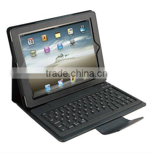 Flip leather cover wireless blue tooth keyboard for ipad 2/3/4