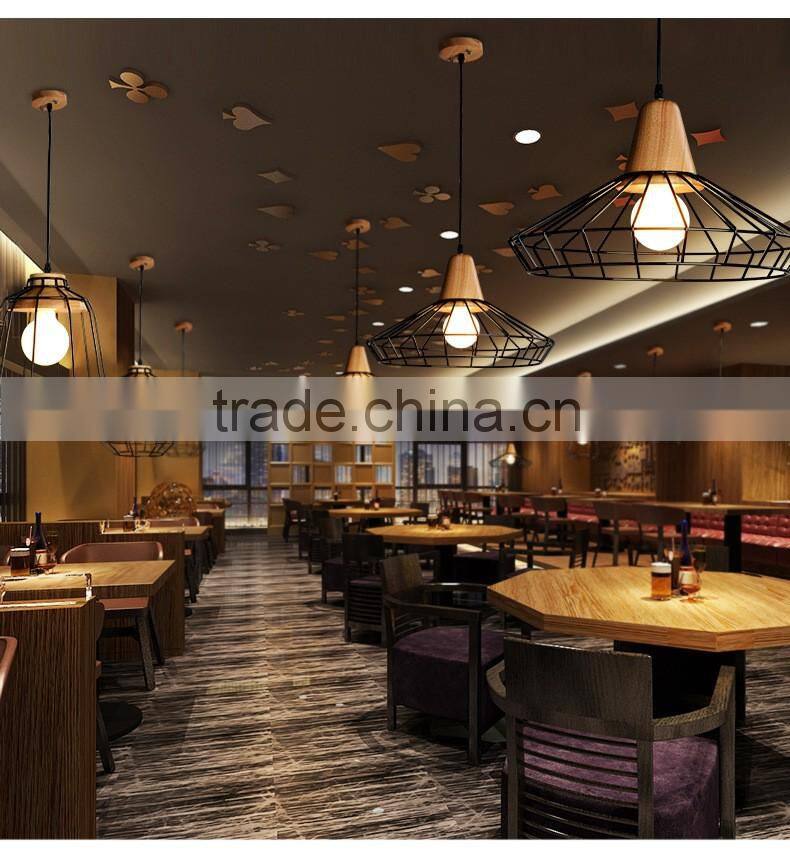 2016 wholesales Wooden Cage pendant Lights Iron Metal vintage pendant Lamps