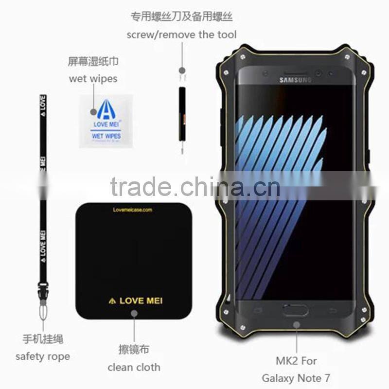 Love Mei MK2 Powerful Metal Aluminum Back Cover + Polymer Mobile Phone Case For Samsung Galaxy Note 7