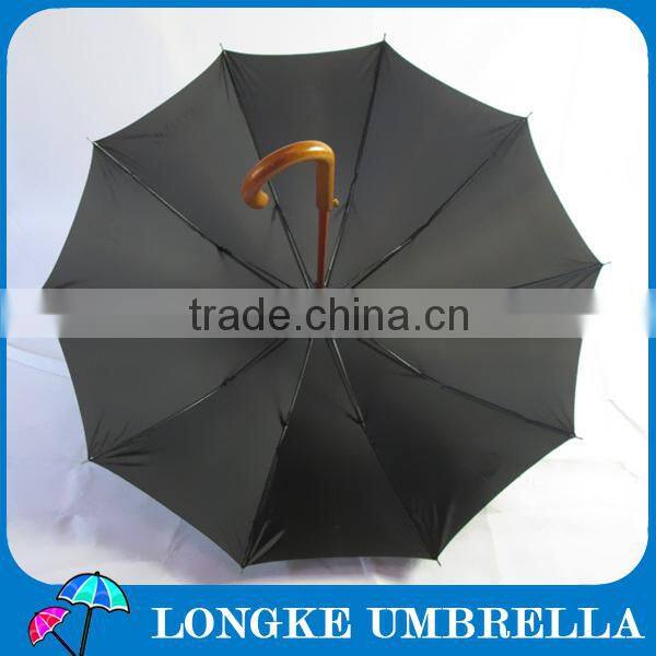 23" *10K high quality pongee fabric fiberglass ribs auto open wooden umbrella