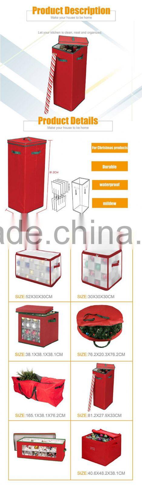 Christmas Paper Folding Storage Box, Christmas Storage Chest Box with Lid Red