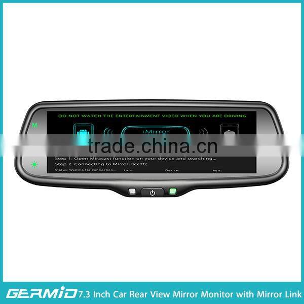 7.3 inch car mirror link full screen rear view mirror monitor with full hd dslr lcd monitor
