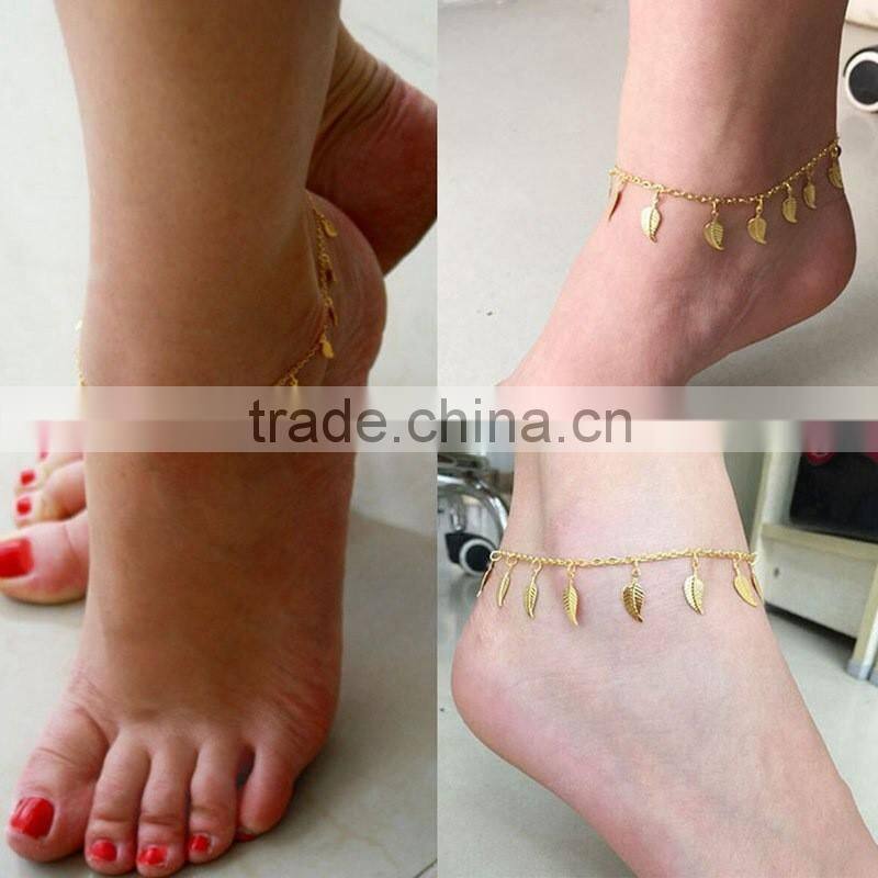 Foot chain the leaves tassel barefoot sandals