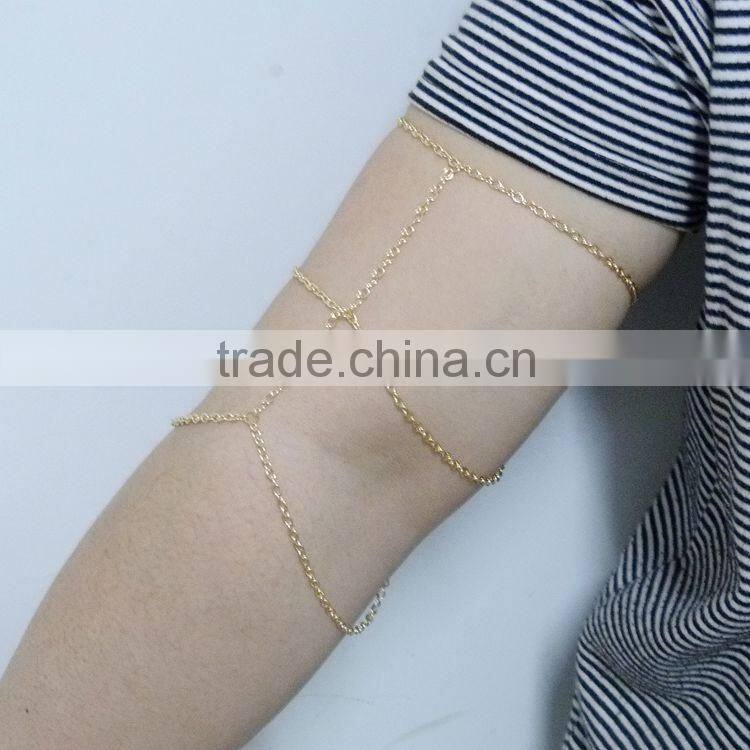 Fashion gold tassels three layers arm chain