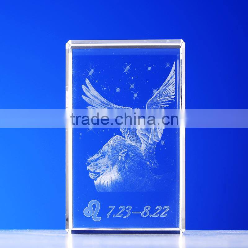 2015 fashionable constellation gift 3d laser engraved crystal cube souvenir