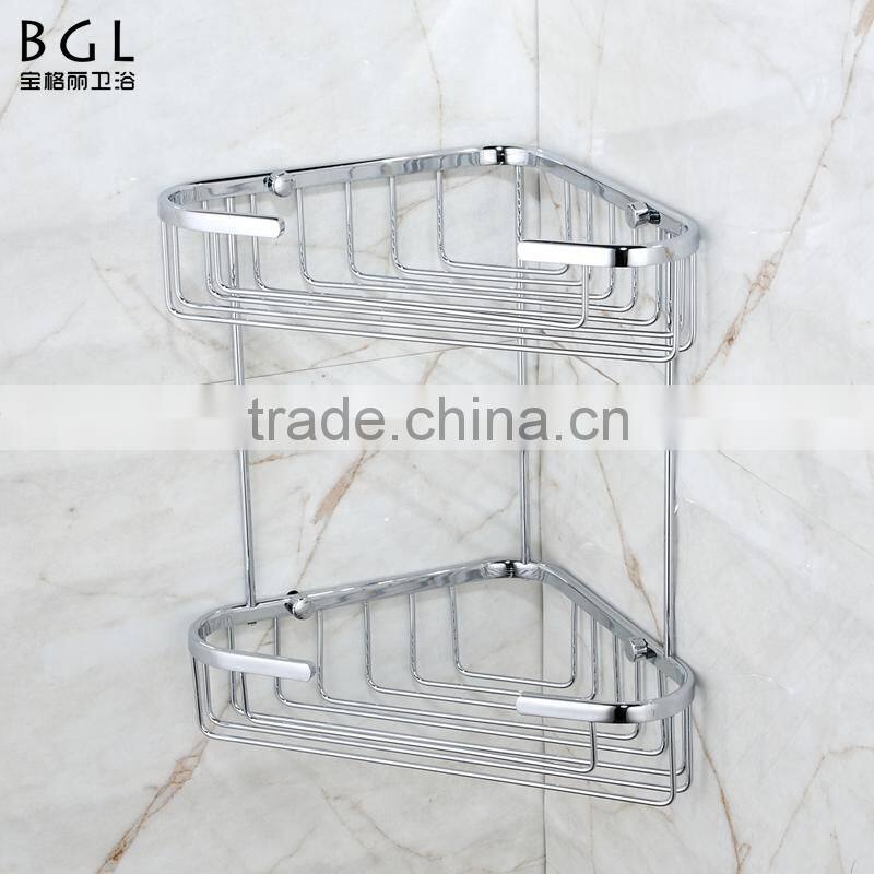 Aluminum double layers corner basket accessories for bathroom