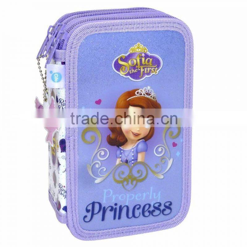 Fashionable 3 Compartment Pencil Case Pretty Pencil Case for Girls