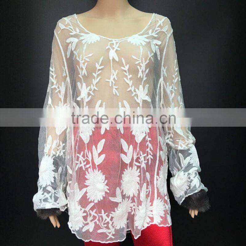 Clothing bestdress apparel Summer women long tops walson Fashion Women's Lace Crochet Loose Tops Long Sleeve Shirt Kimono Casual