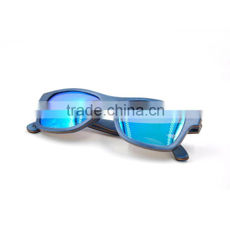 blue lens wooden fishing eyewear colorful wooden sunglasses for women