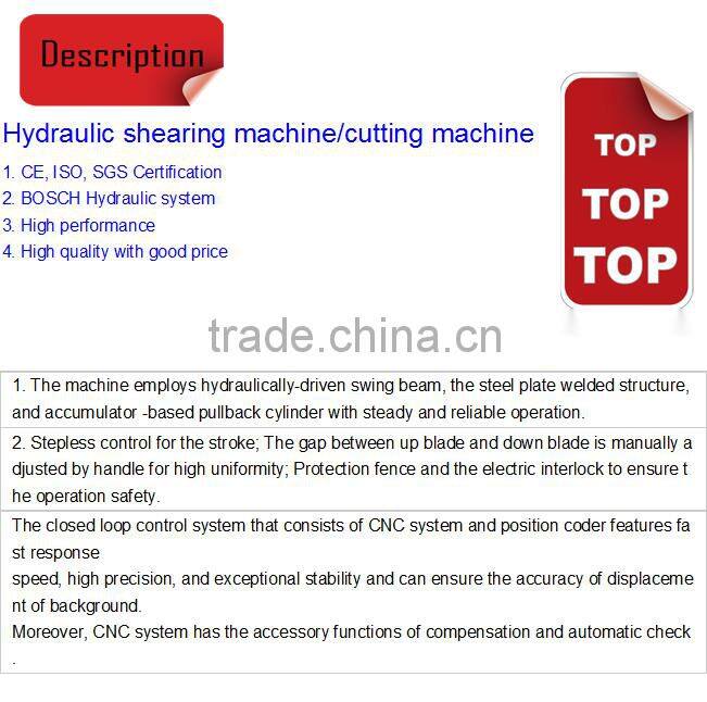 QC11Y-6X3200 Cutting Machine for metal sheet/hydraulic shearing machine of best price