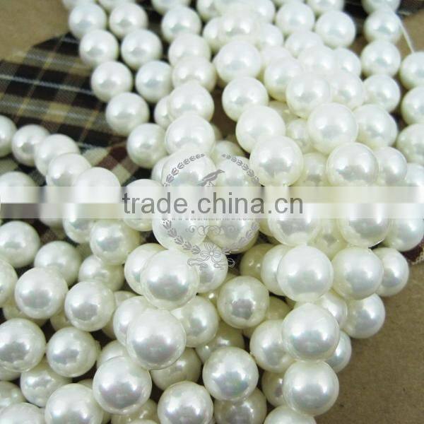 16inch strand 8MM white round shell pearl beads,loose pearl beads 3021034
