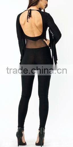 2016 Fashion Slim Fit Mesh Insert sex ladies jumpsuit