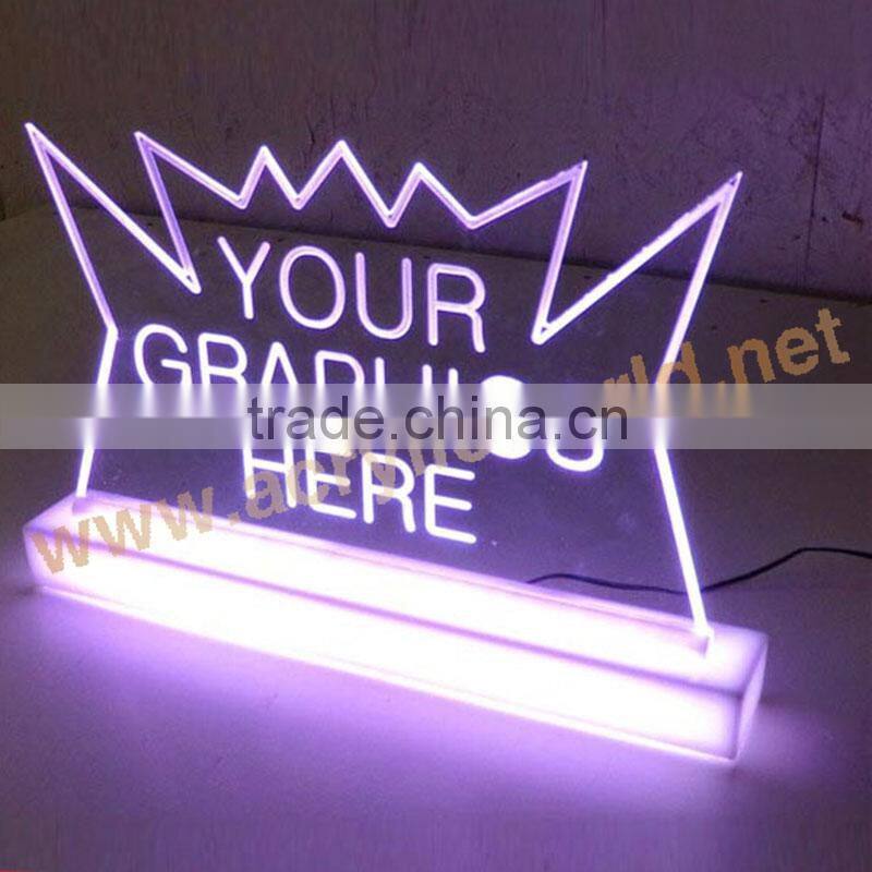 Popular Blue Light Custom Led Acrylic Sign With Base Manufacturer