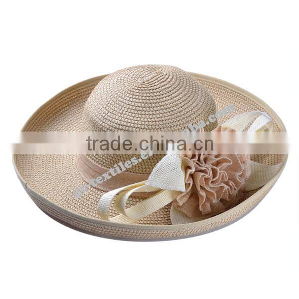hot new products for 2014 Spring and summer Curling flower shade lady hate para straw hat and cap custom logo