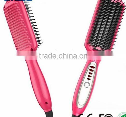 Ceramic automatic hair straightening brush