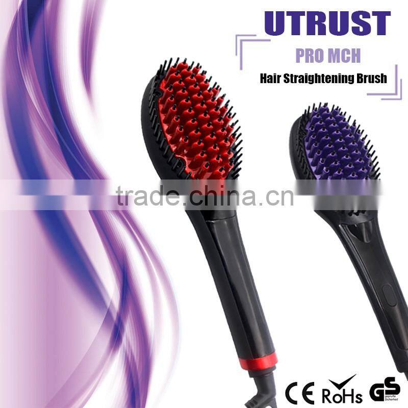 Private label flat iron ceramic hair straighteners brush with oem ceramic lcd electric hair straightener brush