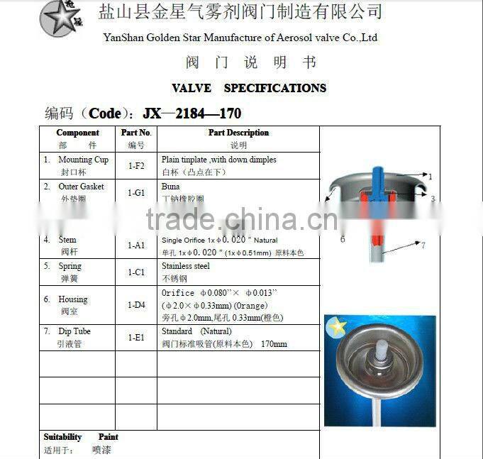 aerosol spray paint valves and actuator