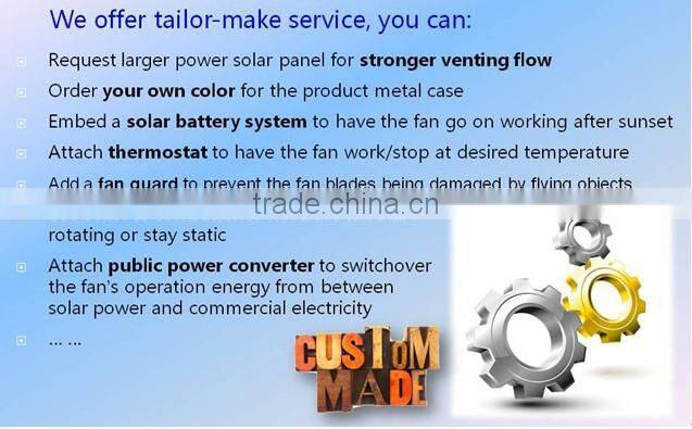 14 inch solar fan roof exhaust fan with adjustable solar panel