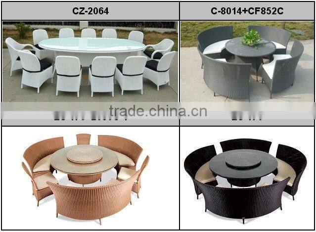 F-2107+687 space-saving white rattan furniture high end palace dining set