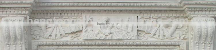 French Style White Marble Fireplace Mantel with Statue
