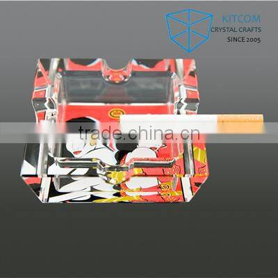 square colorful printed crystal cigarette ashtray