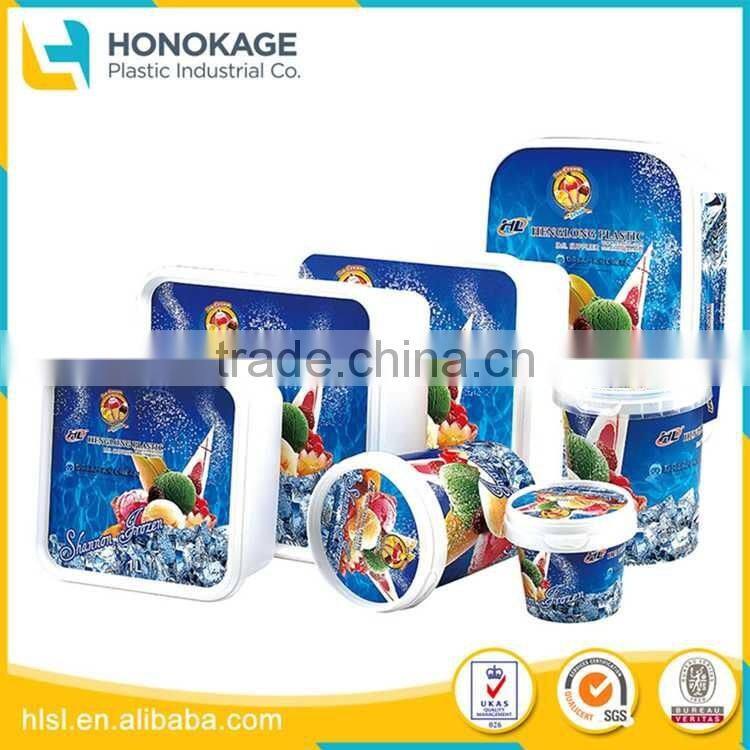 2000ML Food Grade Plastic Square Ice Cream Container,IML Ice Cream box