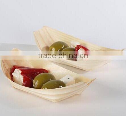 Chinese factory Preferential Disposable pine bark food boat tray