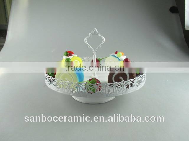 Metal cake stand , one tier antique style black cake stand plate for decoration