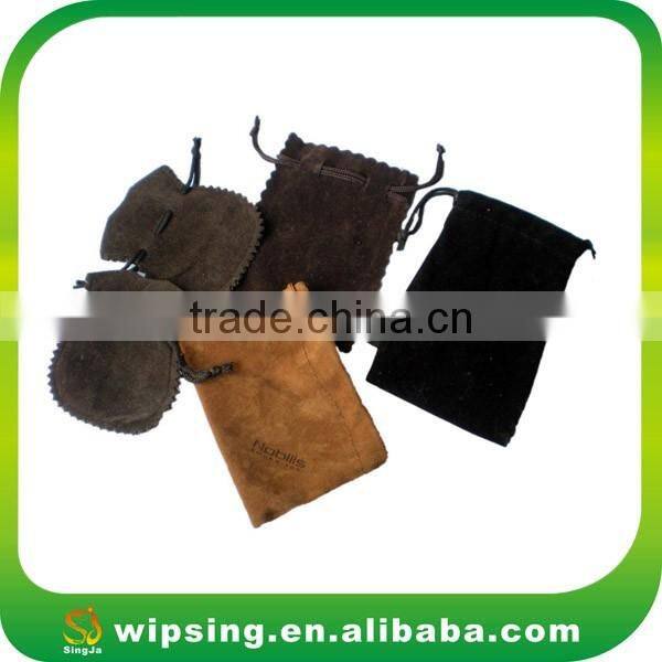 Logo Printed Velvet Bag Silk Drawstring Satin Lined Velvet Pouch