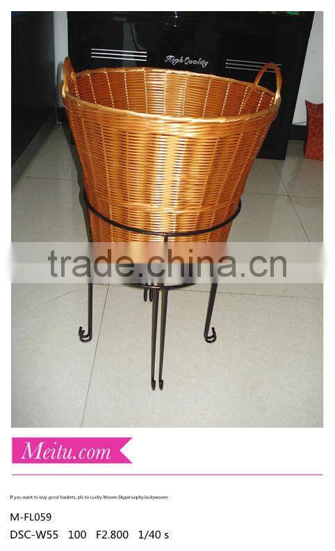 Plastic rattan &PP tube indoor flower basket