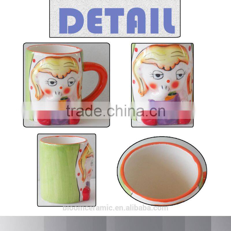 modern colorful ceramic girl design cup