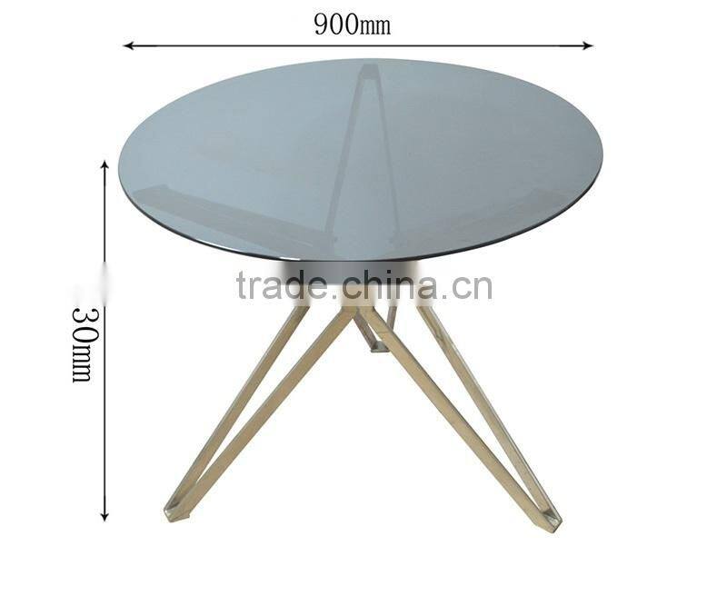 KD package Stainless steel metal base glass top coffee table