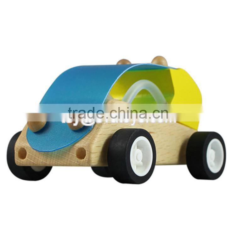 Best design cartoon elephant wooden baby toy car W04A040