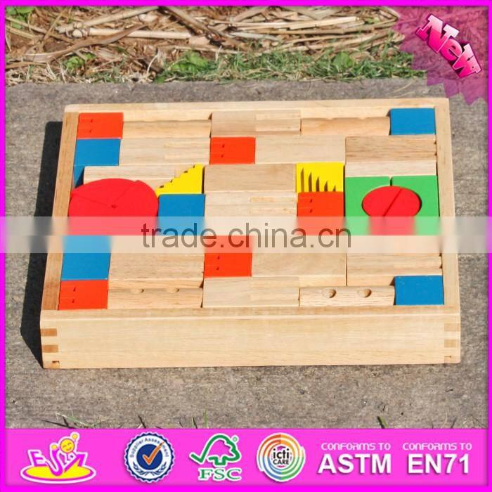 2016 Best sale 40 pieces funny wooden building blocks for kids W13A114