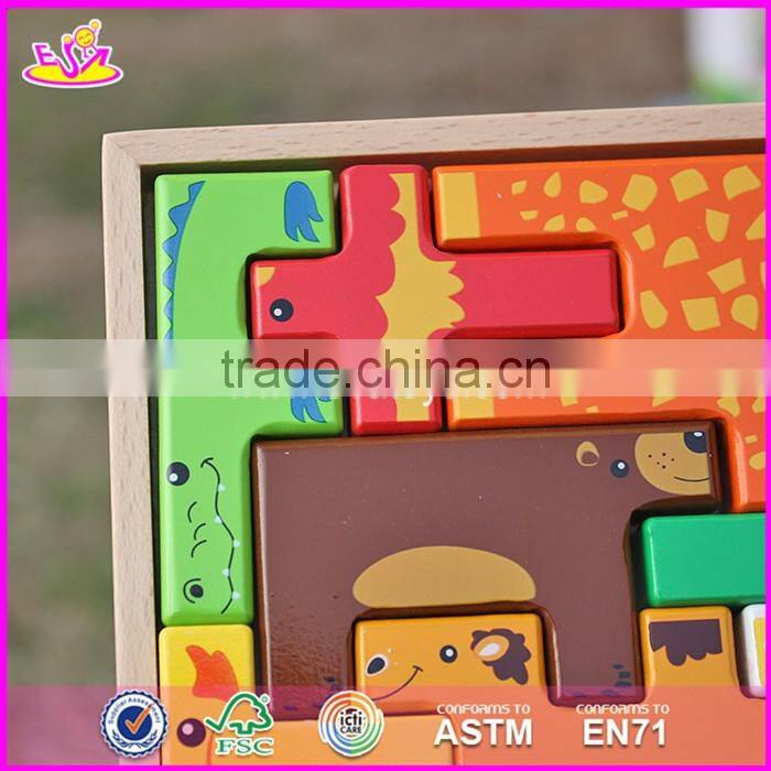 2017 New design animals shape children educational toy wooden best jigsaw puzzles W14A109