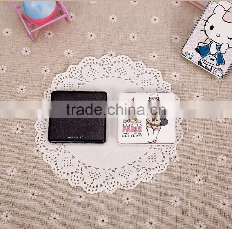 CJA14-OEM Makeup Pocket Plastic hand Square foldable mirror