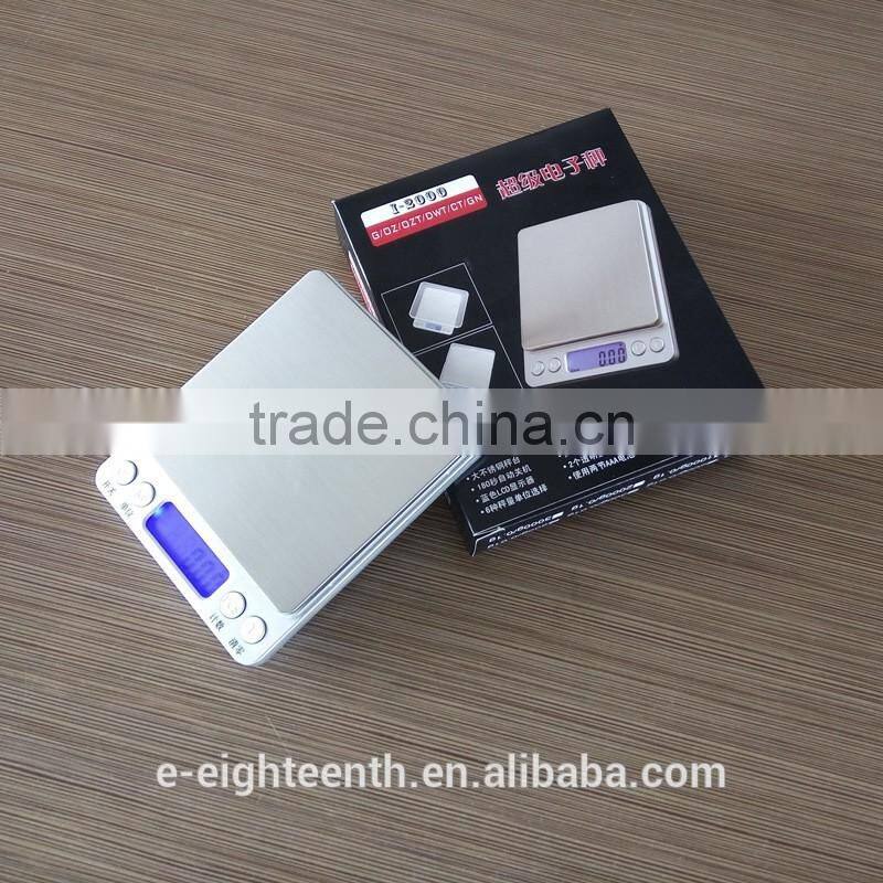 2016 Mini 2kg 2000g/0.1g w/2Trays Electronic Digital Platform Jewelry Weighing Scale