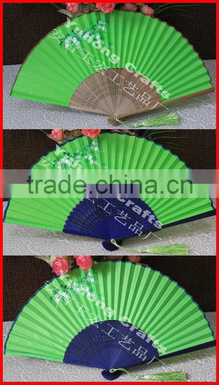 Natural bamboo craft hand fan with logo printing
