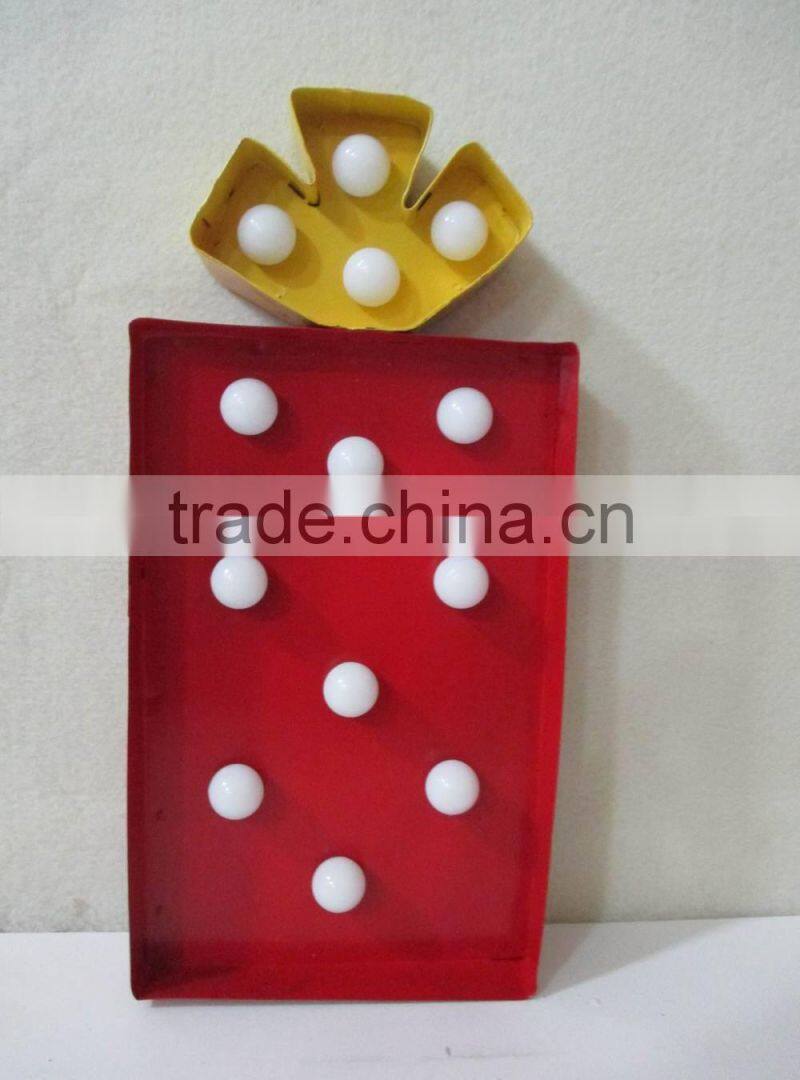 Red lighting christmas led metal gifts decoration box