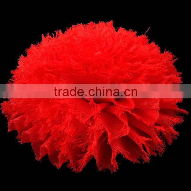fraying chiffon flower puff ball for kids hair accessories